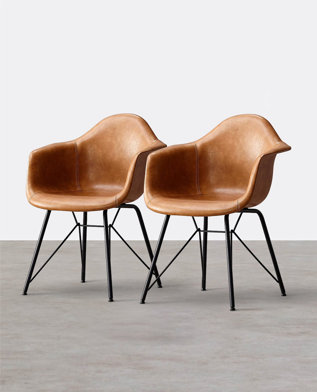 A Set of 2 Bobby Dining Chairs, Distressed Leather - Miola