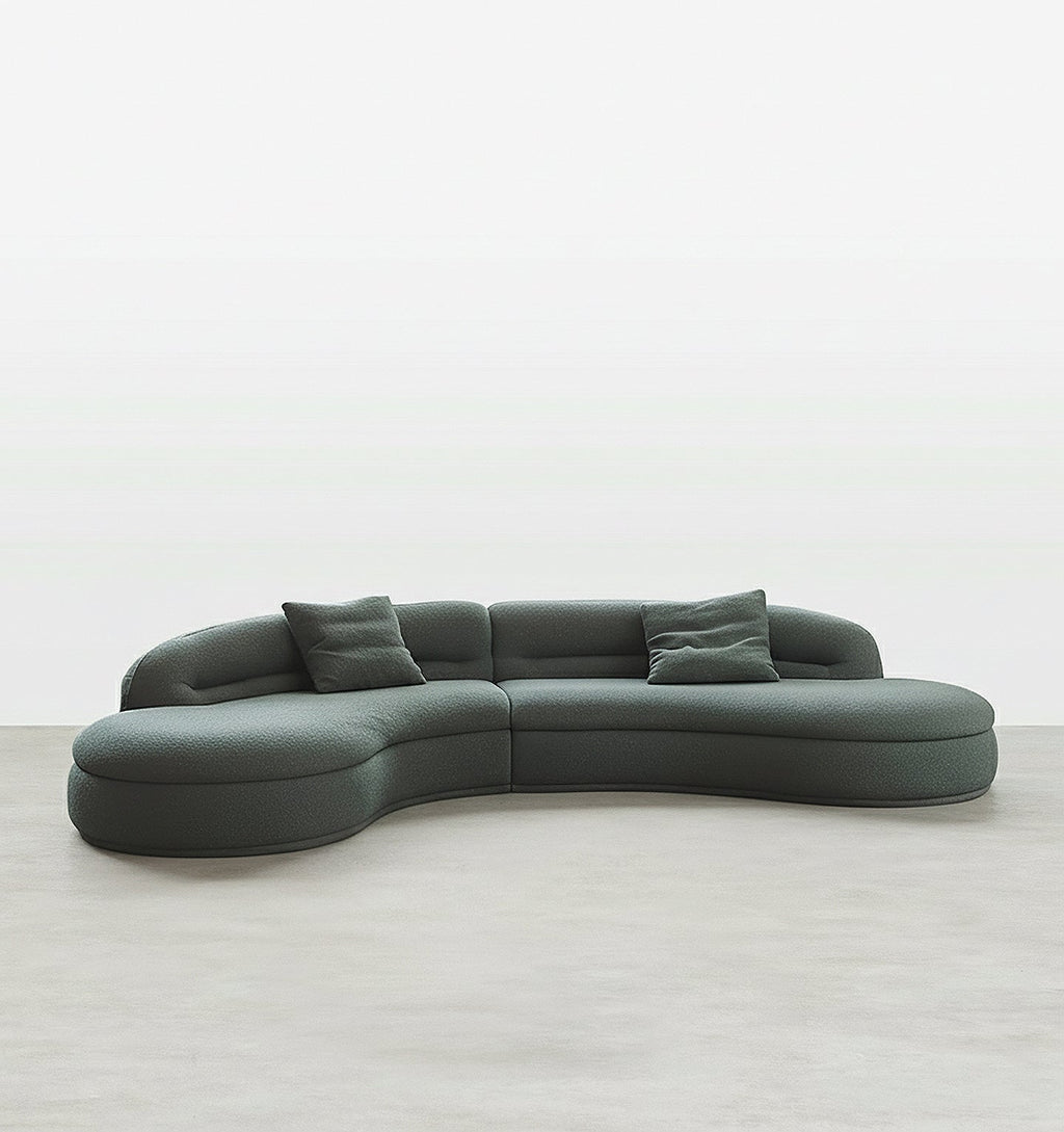Yannik Four Seater Curved Sofa, Green - Miola