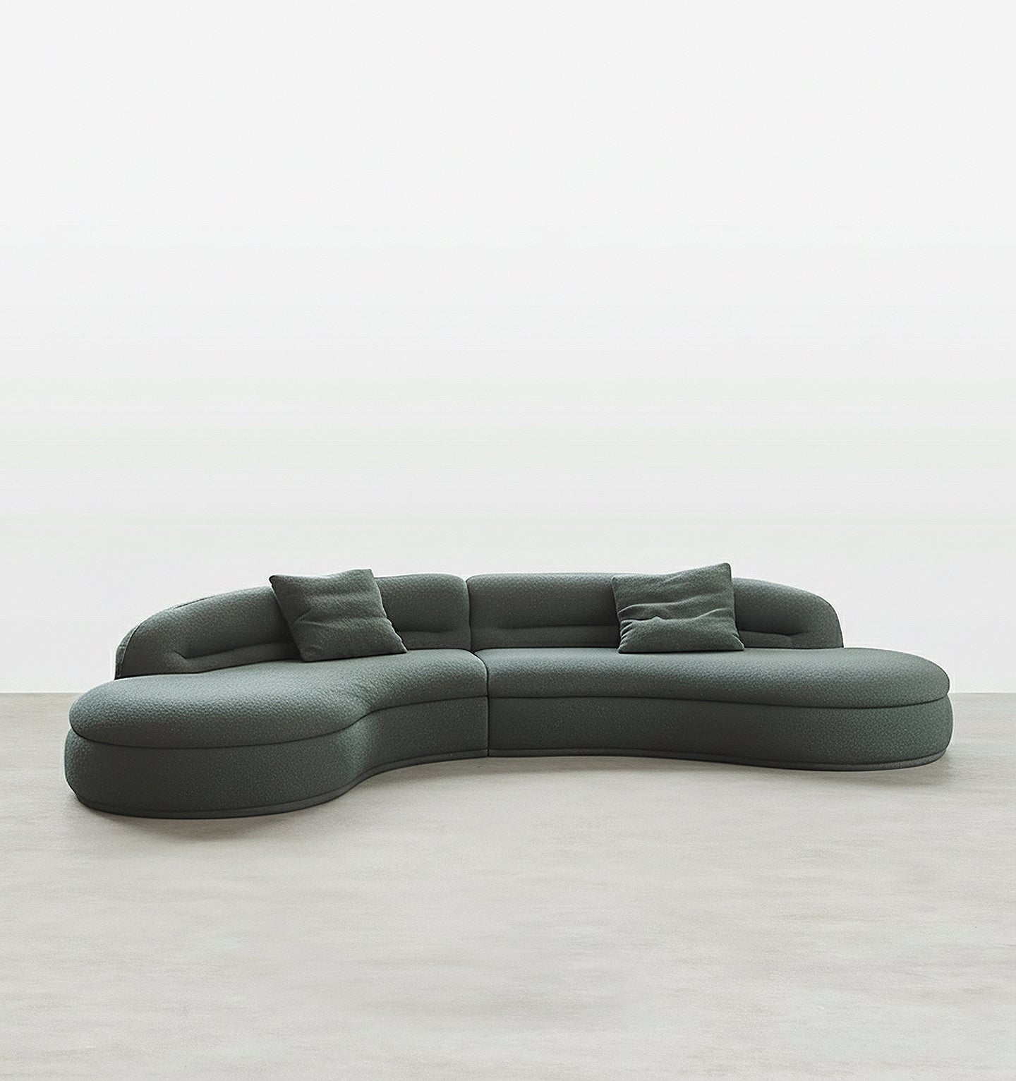 Yannik Four Seater Curved Sofa, Green - Miola
