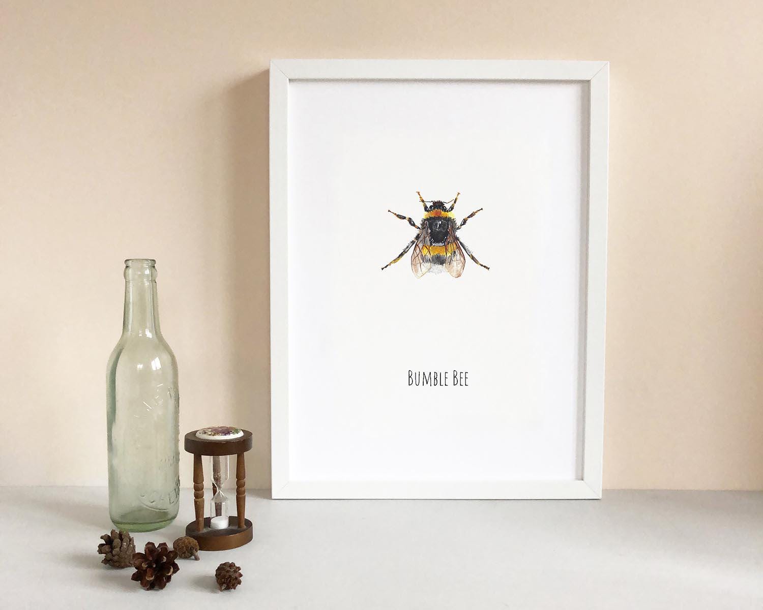 Bumble Bee Watercolour Fine Art Print