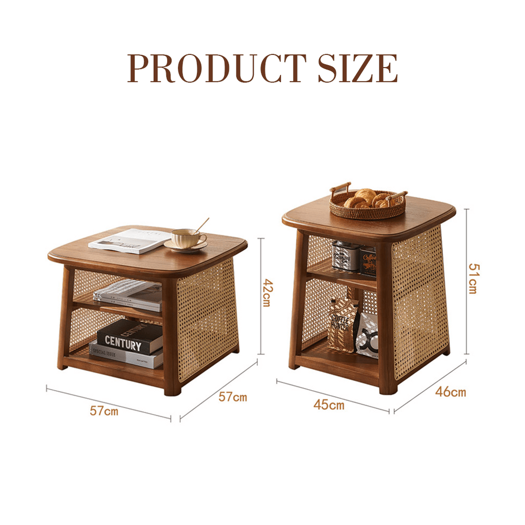 Nordic Square Coffee Table Set, Rattan - Miola