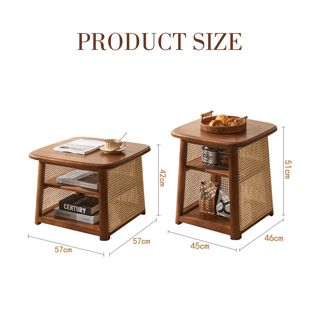 Nordic Square Coffee Table Set, Rattan - Miola