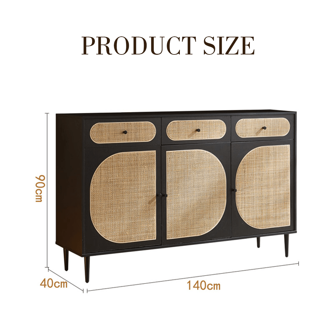 Ballard Rattan Sideboard, Black Or Oak - Miola