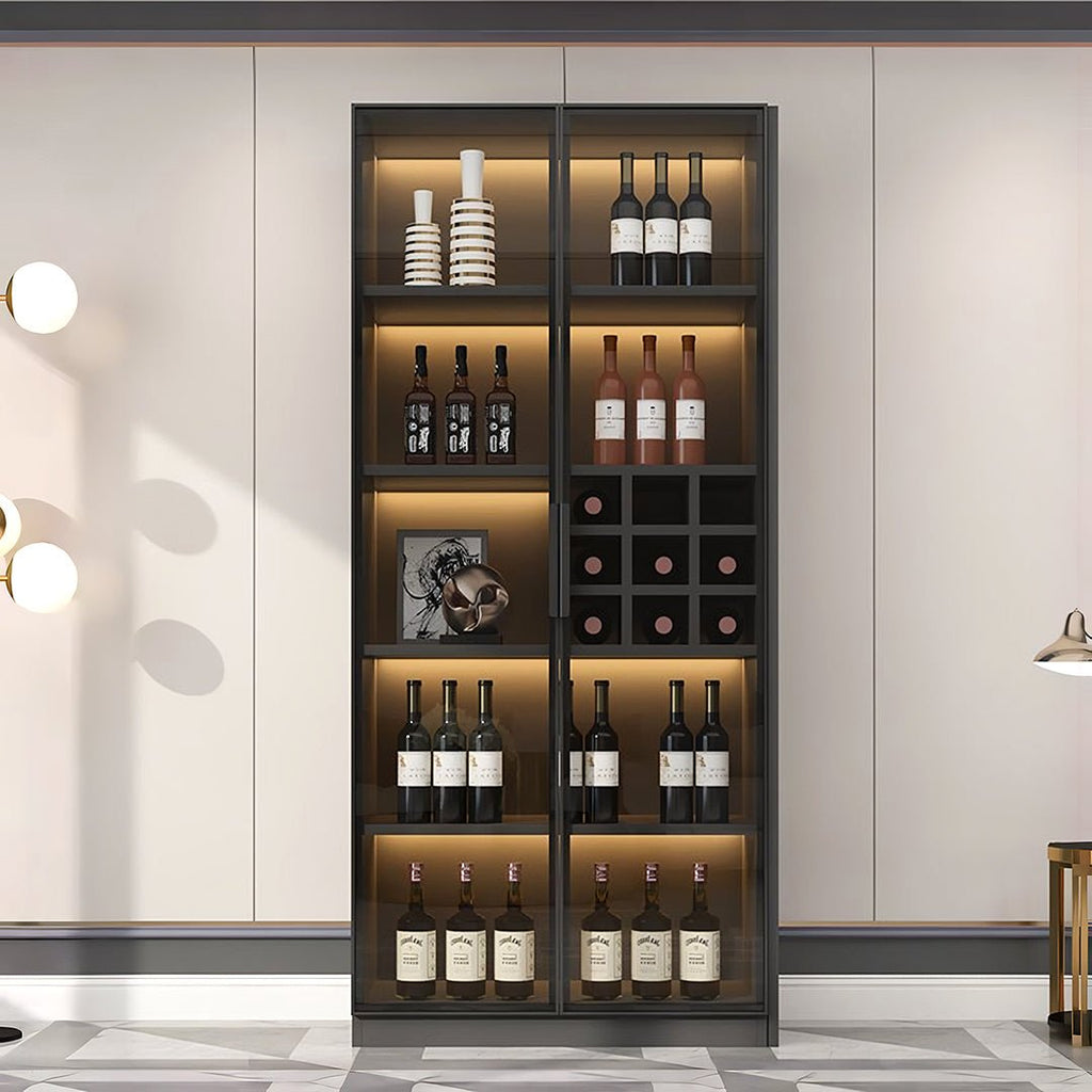 Hampshire I Wine Cabinet, Wine Storage With Glass Doors & Lights - Miola
