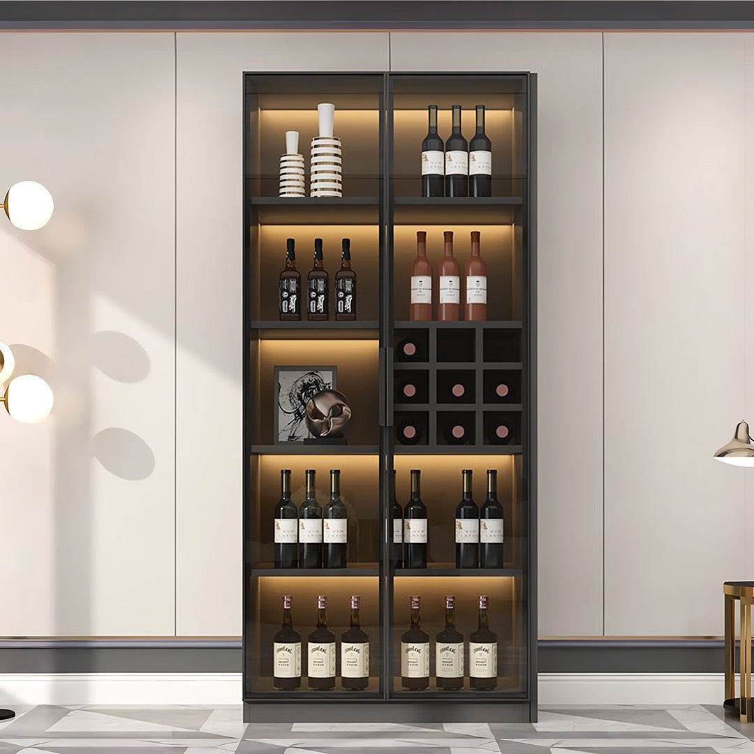 Hampshire I Wine Cabinet, Wine Storage With Glass Doors & Lights - Miola