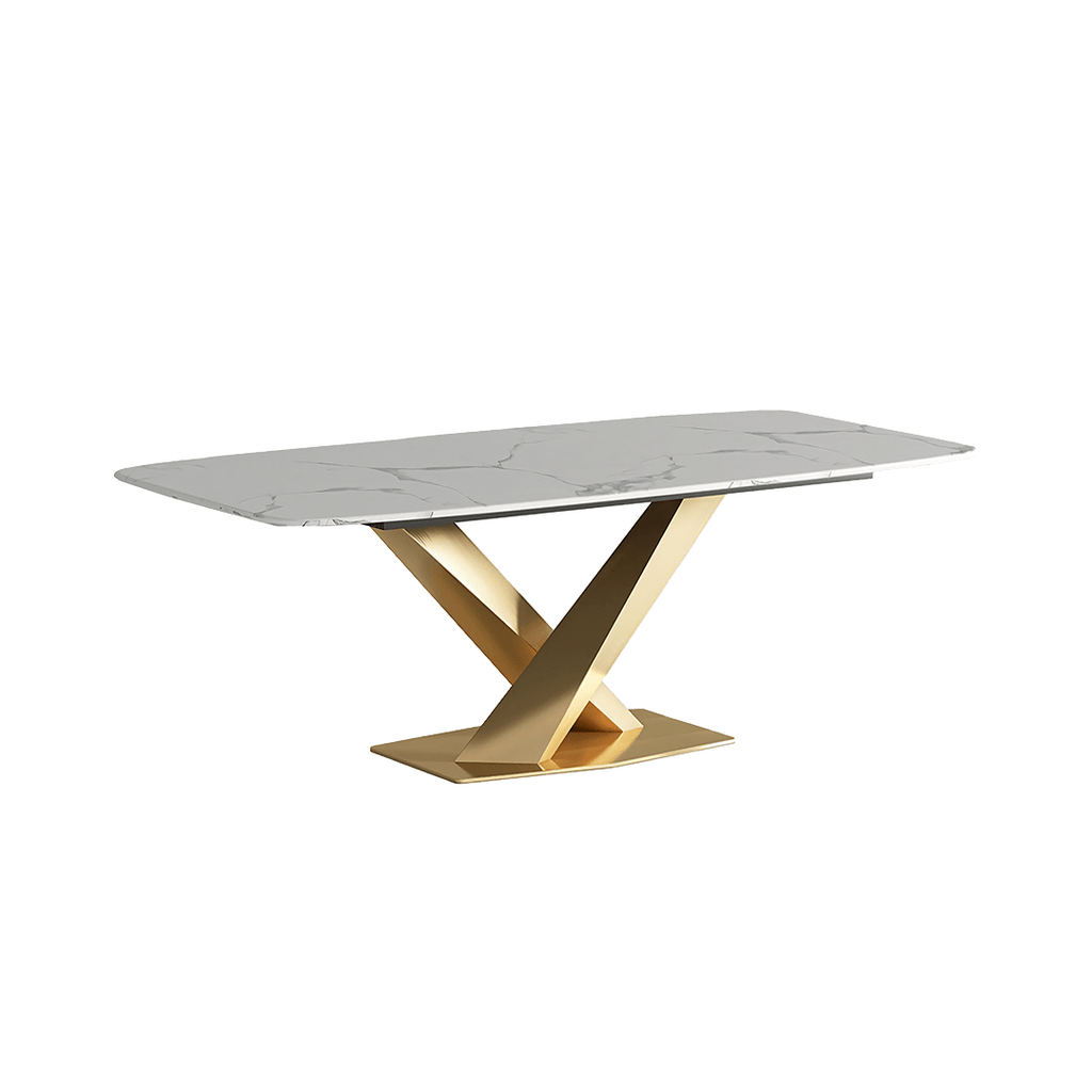 LUCI Dining Table, Marble And Gold Metal - Miola