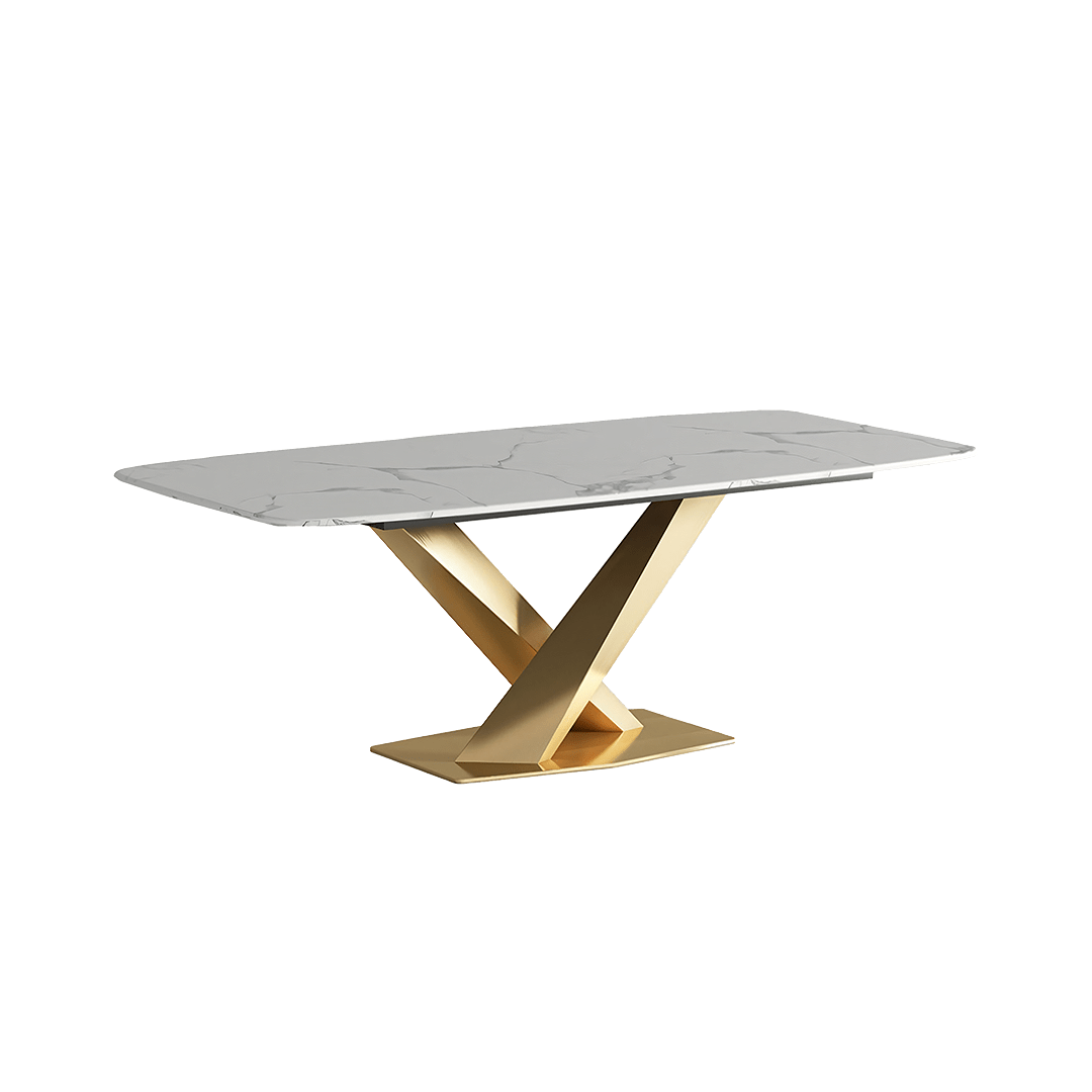 LUCI Dining Table, Marble And Gold Metal - Miola