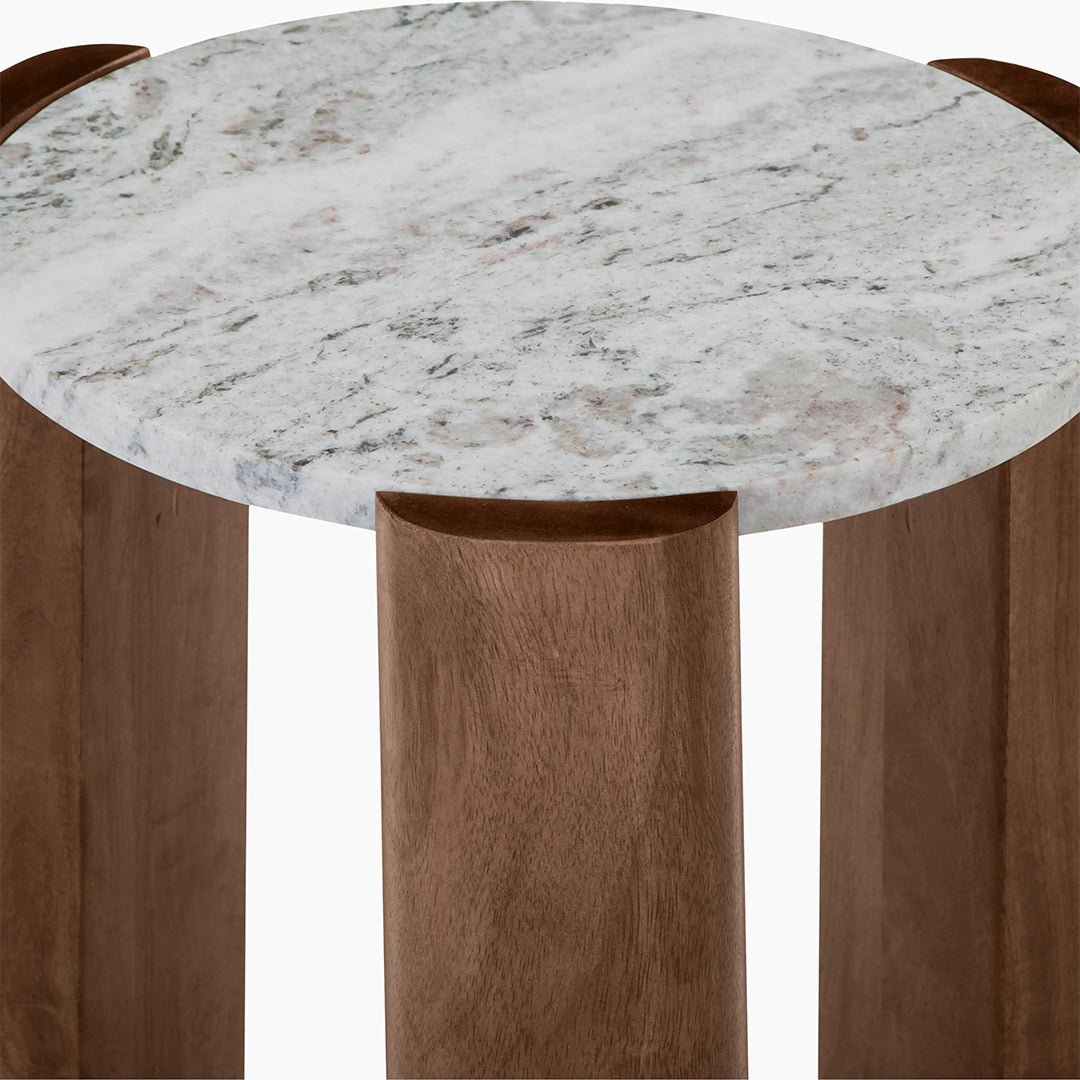 Bauman Round Side Table, Marble - Miola
