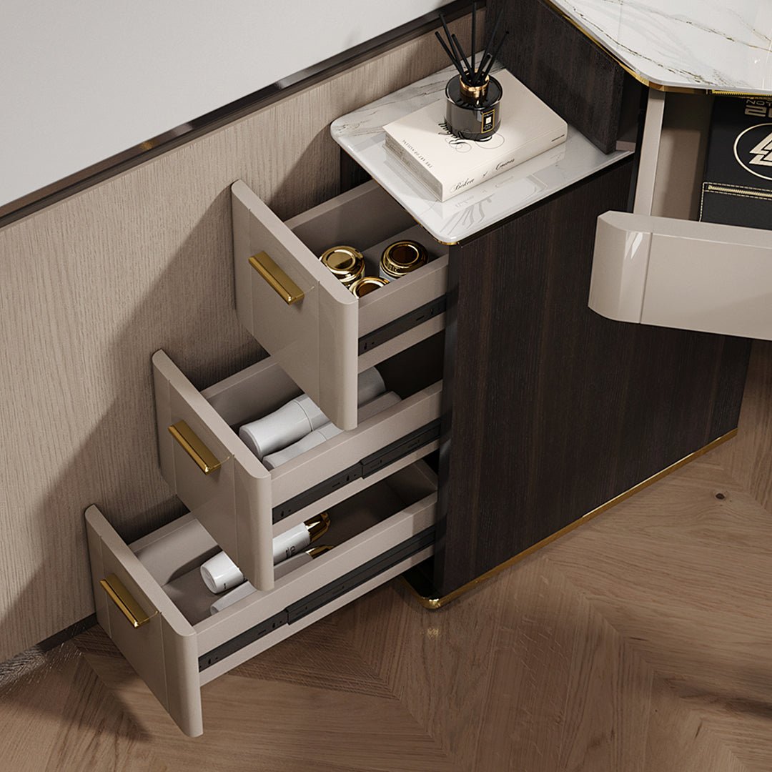 Amigo Small Corner Dressing Table, Slimline Dressing Table, With LED Mirror - Miola