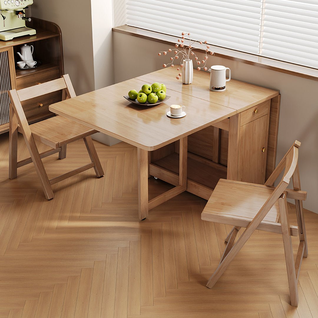 Salgado Folding Dining Table With Storage, Solid Wood - Miola