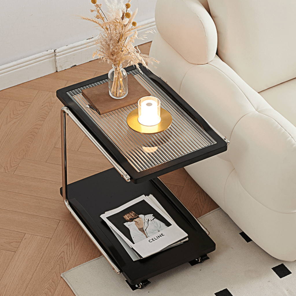 Demetrius Side Table With Trolleys, Black - Miola