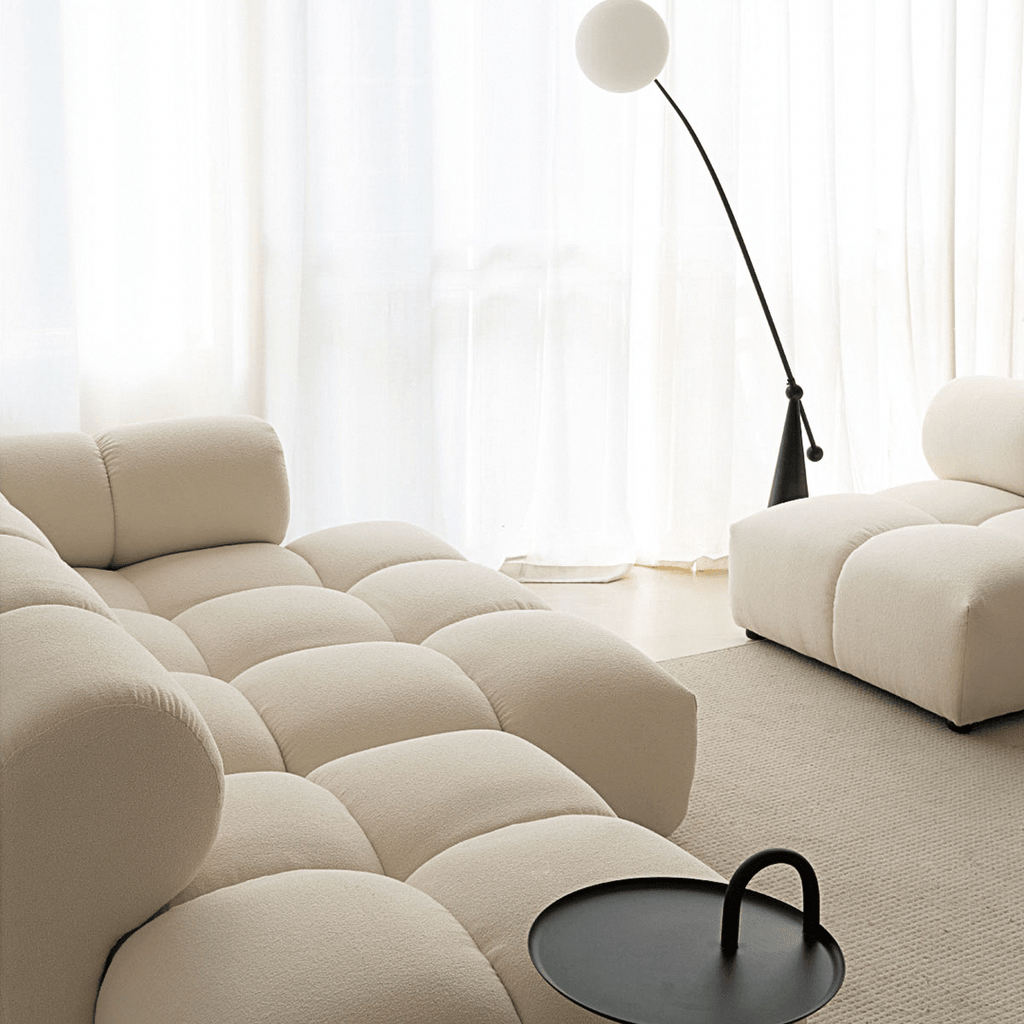 Lysander Velvet Module Three Seater, Four Seater, Five Seater Sofa, Corner Sofa, White - Miola