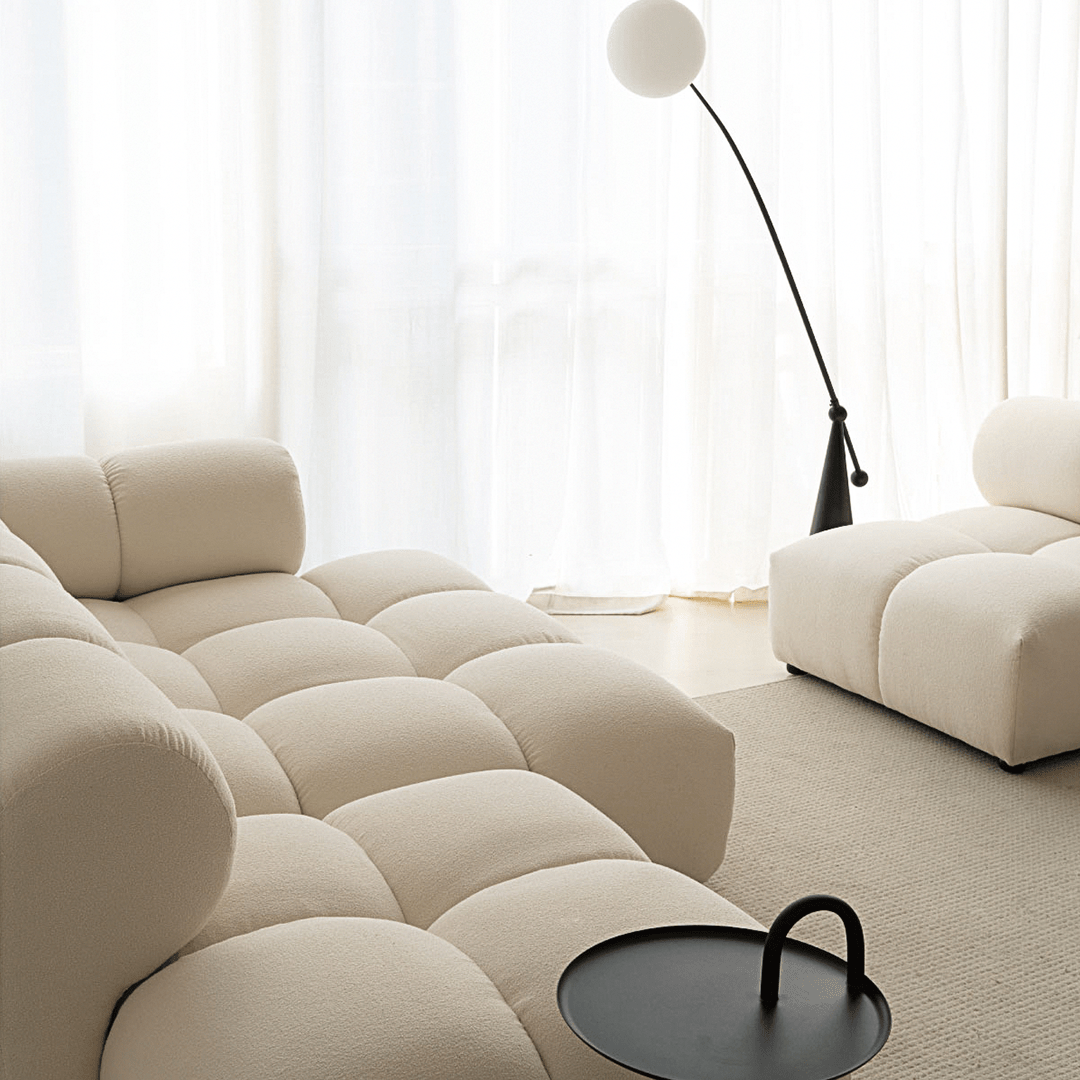 Lysander Velvet Module Three Seater, Four Seater, Five Seater Sofa, Corner Sofa, White - Miola