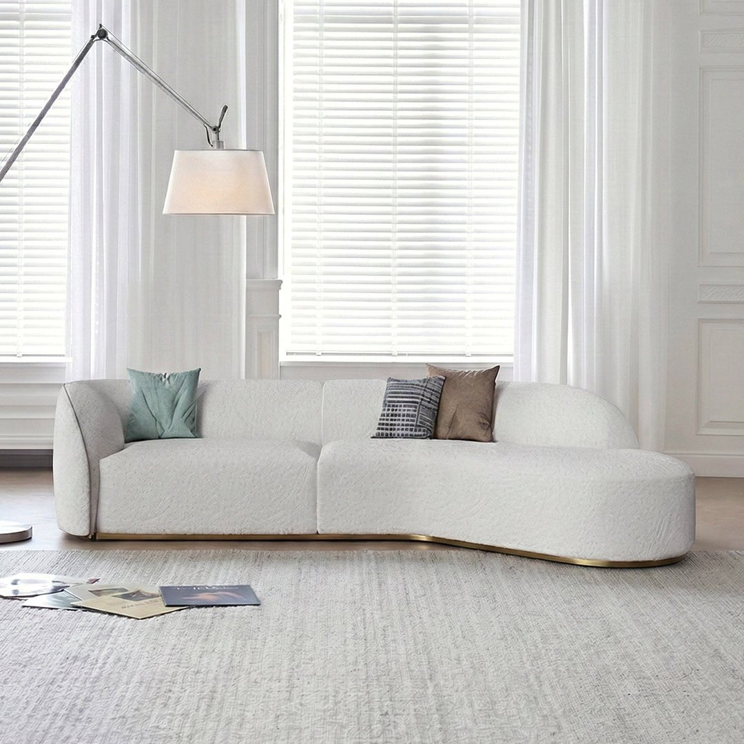 Welby Three Seater Curved Sofa, White - Miola
