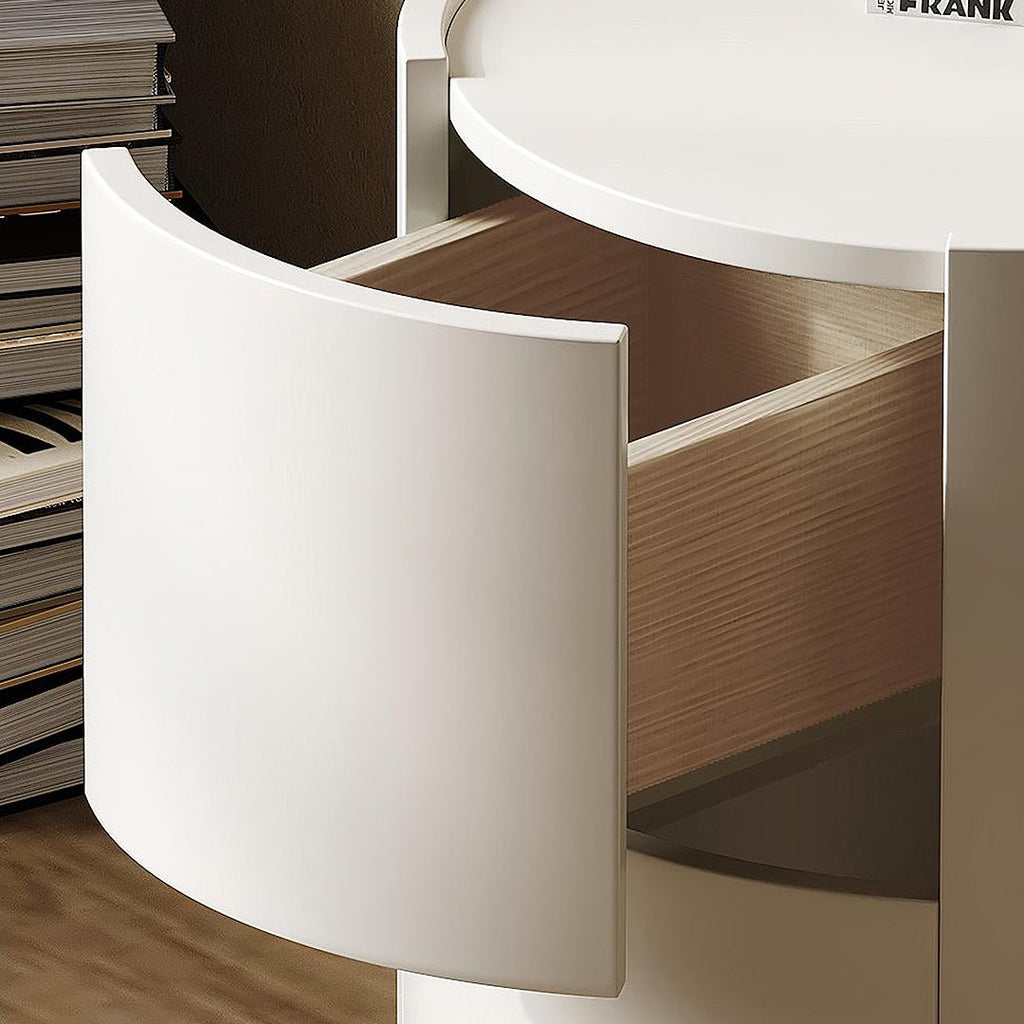 Farooq Round Bedside Table, White - Miola