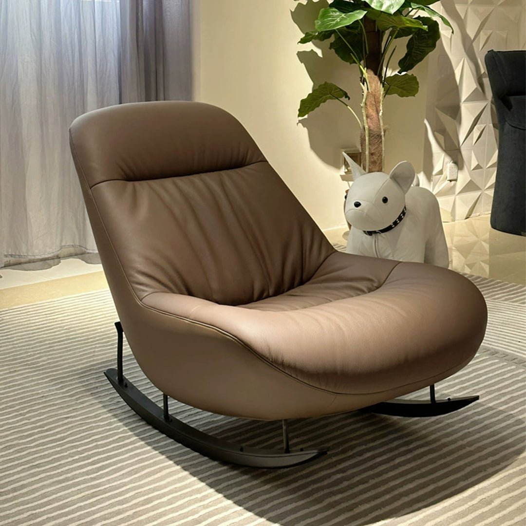 Lutz Rocking Chair With Footstool, Leather - Miola