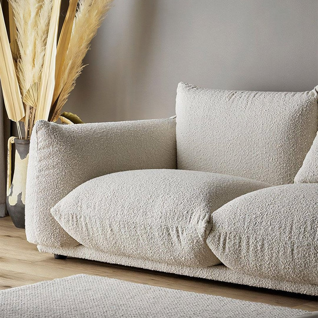 Isabella Two Seater, Three Seater Sofa, Boucle Or Velvet, White - Miola