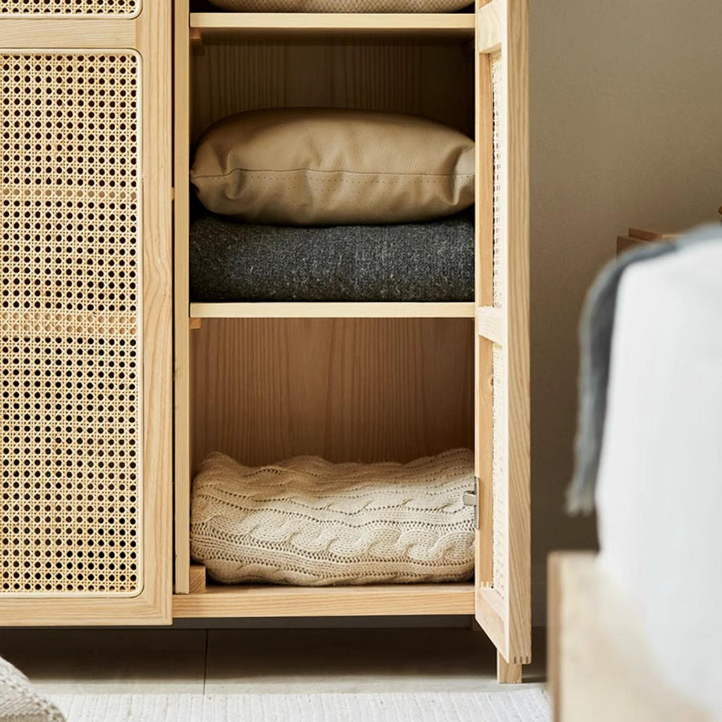 Amelia Rattan Wardrobe, Solid Wood & Rattan - Miola