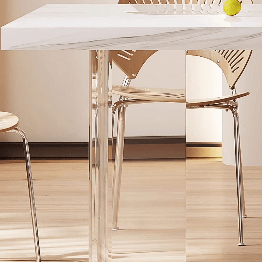 Madison Dining Table, White Sintered Stone & Acrylic - Miola