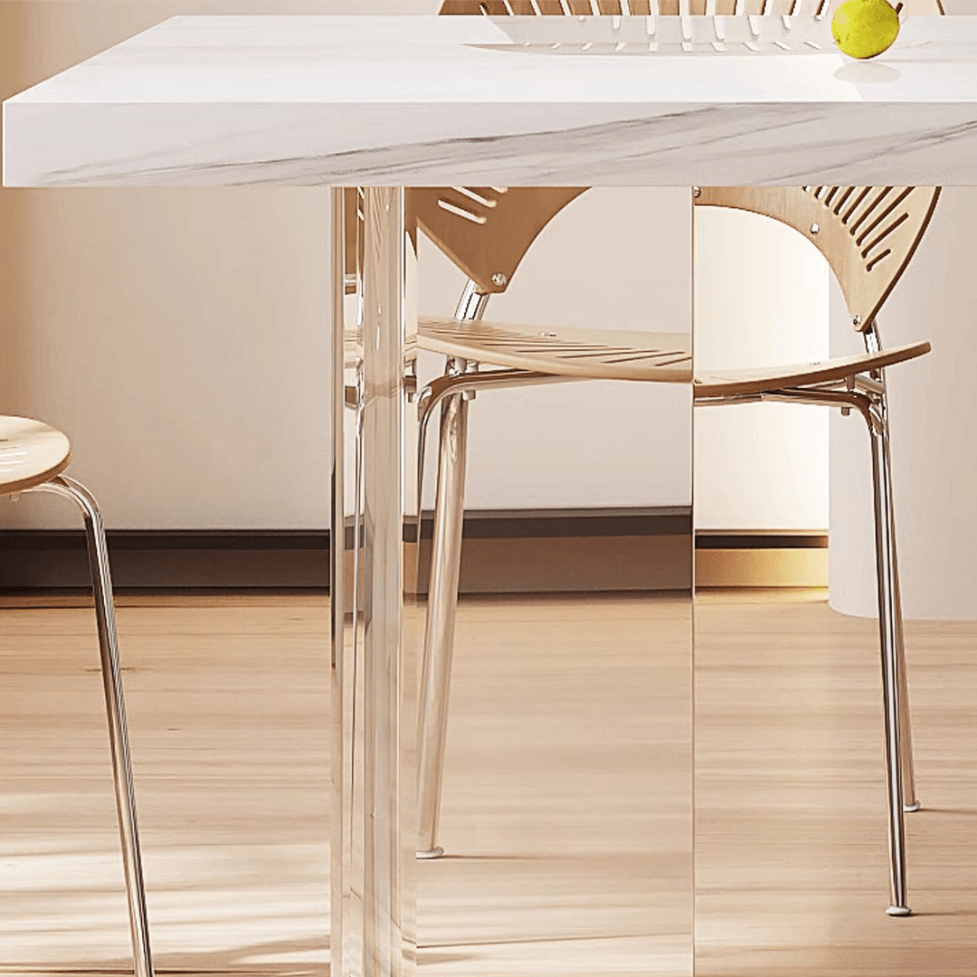 Madison Dining Table, White Sintered Stone & Acrylic - Miola