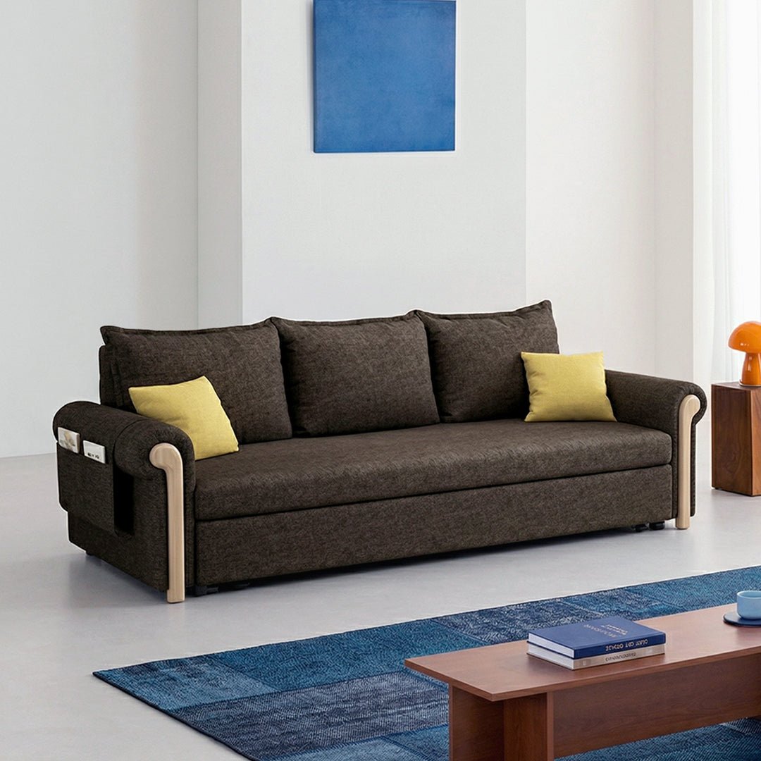Braylene Two Seater Sofa Bed, Linen - Miola