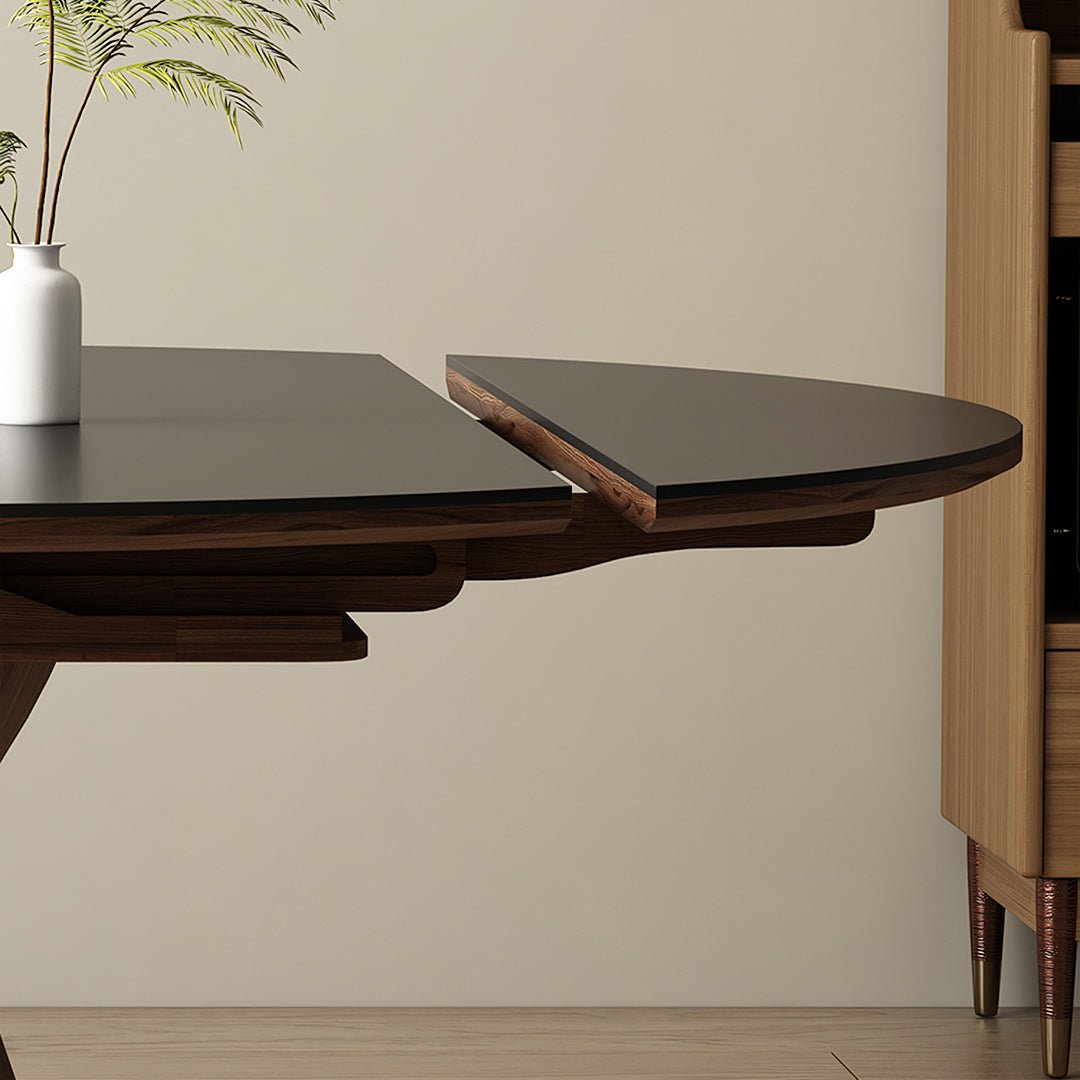 Caruso Round Folding Dining Table, Sintered Stone, Black - Miola