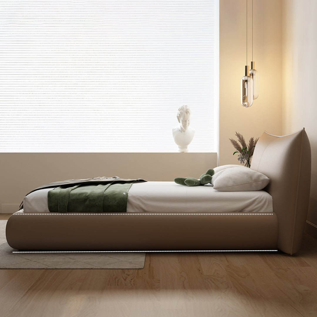 Kai King Size Bed With Storage, Super King Size With Storage, Real Leather - Miola