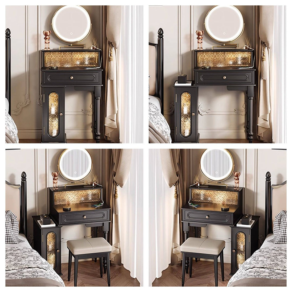 Scarlett Dressing Table With Side Cabinet & LED Mirror - Miola