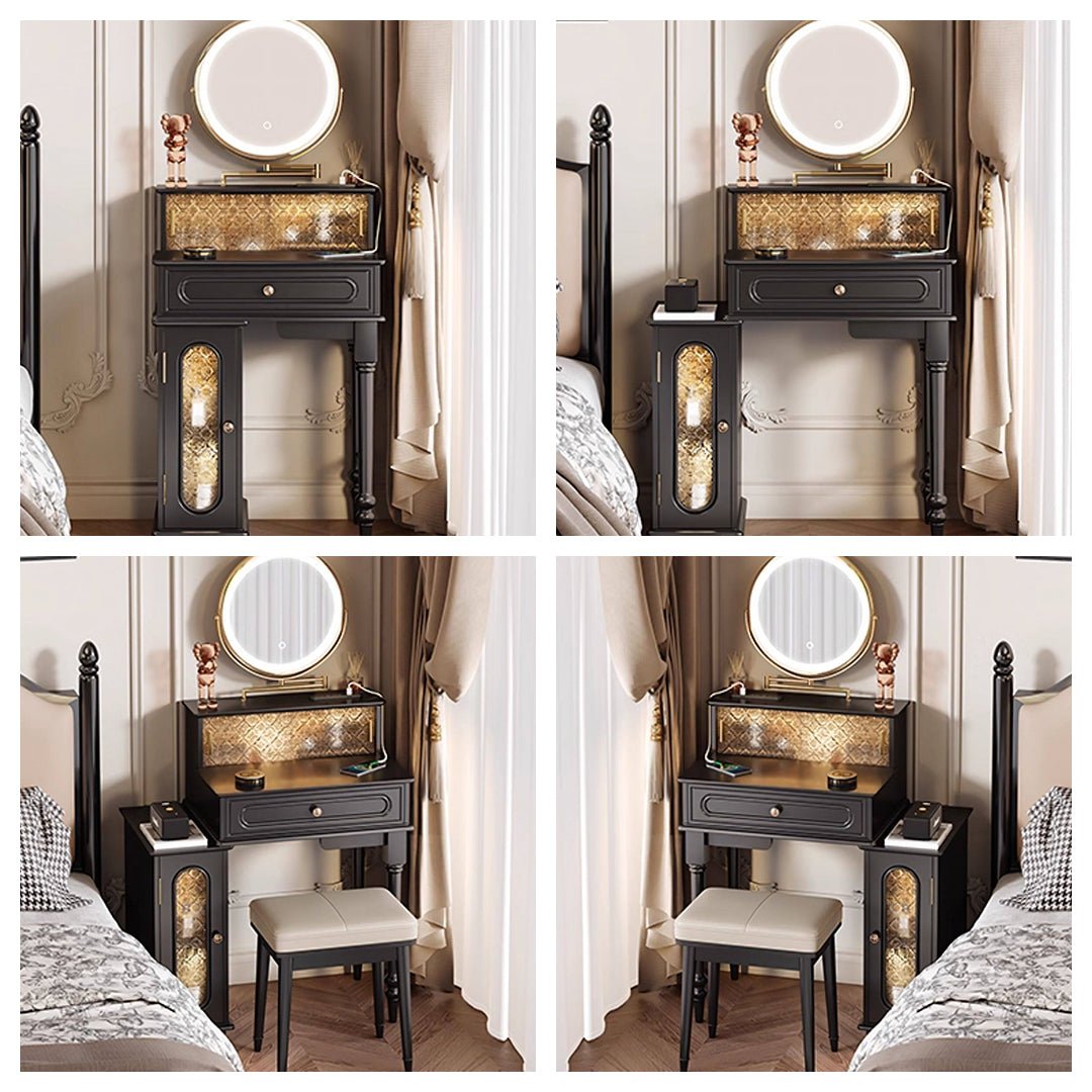 Scarlett Dressing Table With Side Cabinet & LED Mirror - Miola