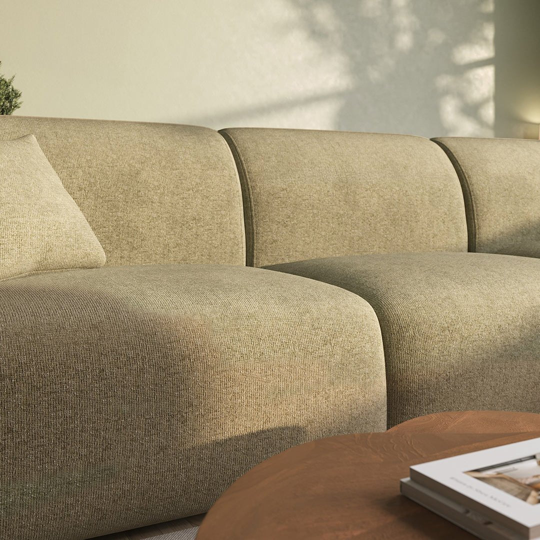 Khatri Three Seater Corner Sofa, Chenille - Miola