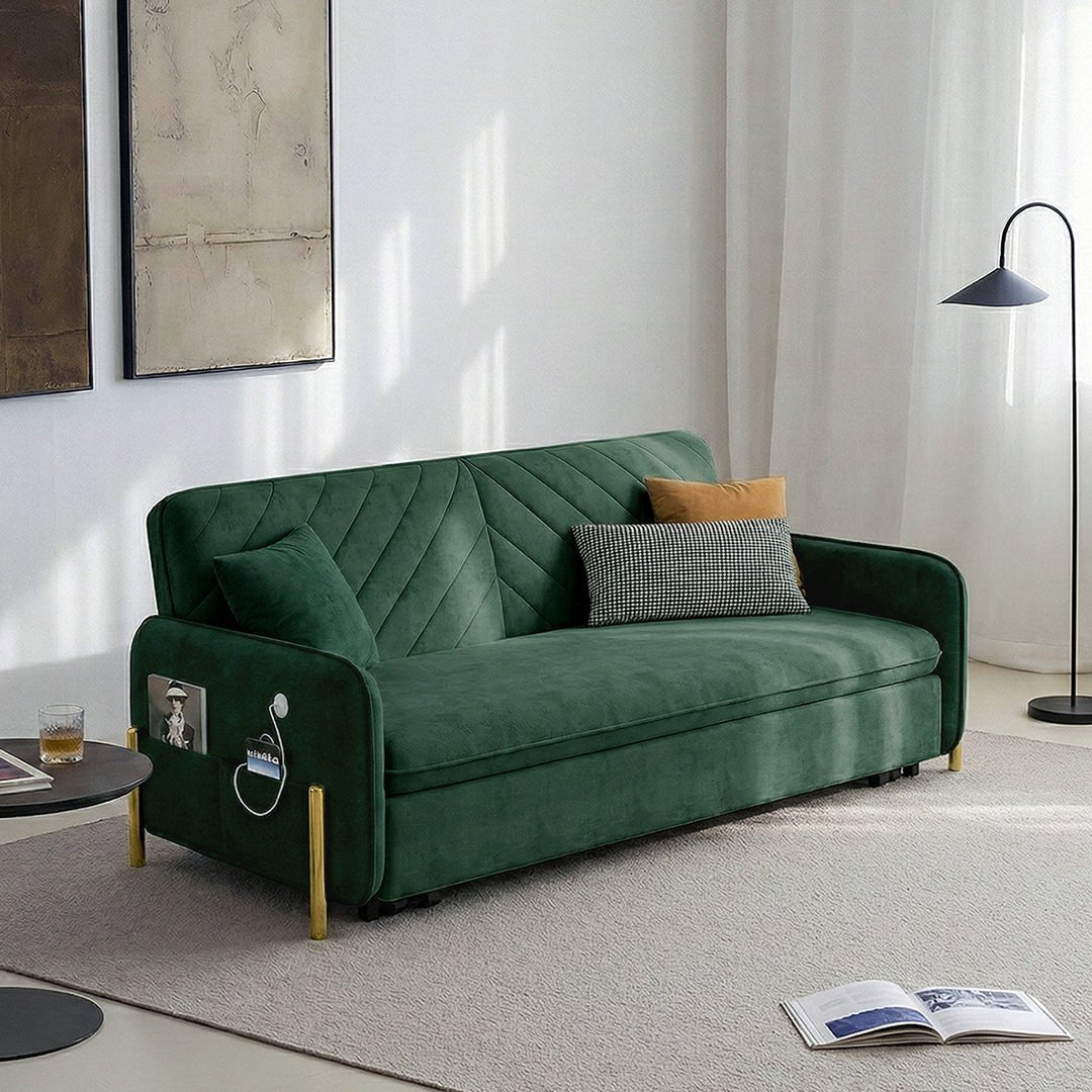 Aditi Two Seater Sofa Bed, Green - Miola