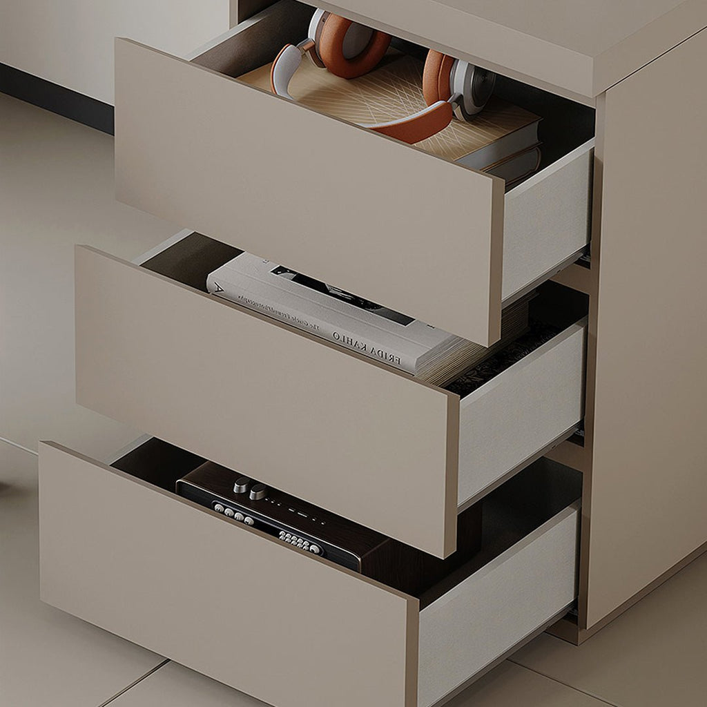 Jamal Office Desk With Storage & Office Chair, Solid Wood - Miola