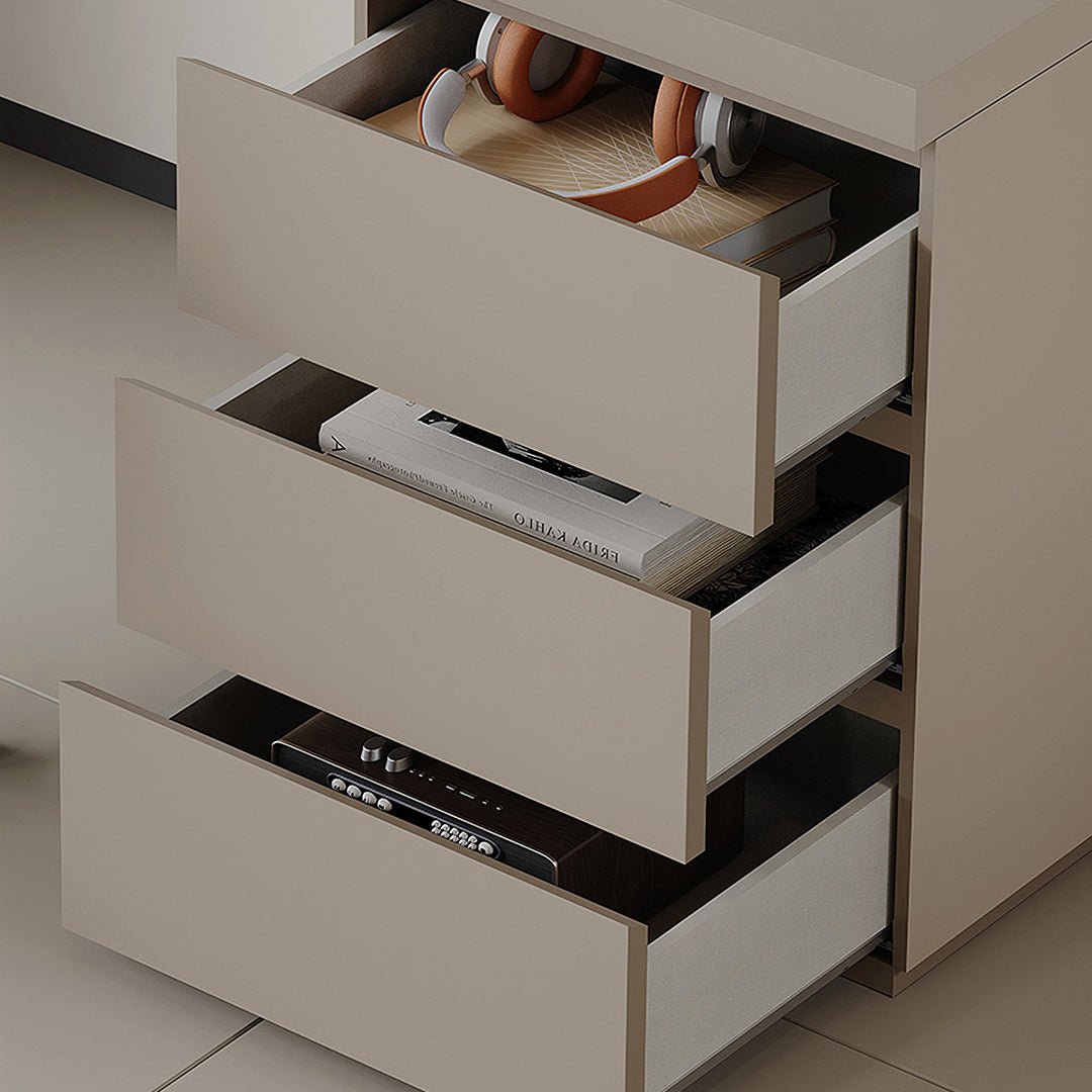 Jamal Office Desk With Storage & Office Chair, Solid Wood - Miola