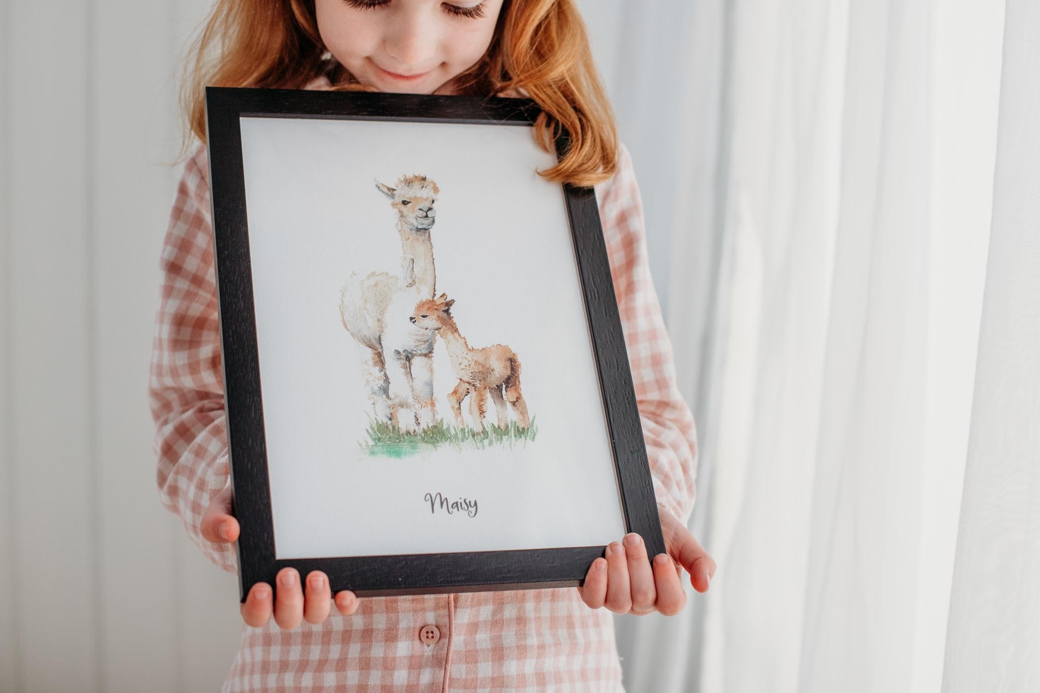 Personalised Alpaca Watercolour Art Print