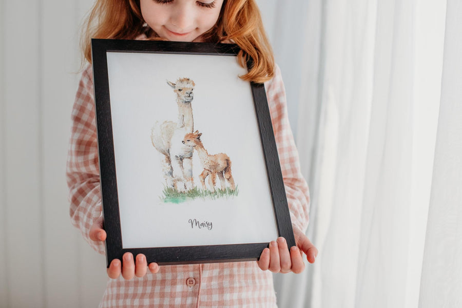 Personalised Alpaca Watercolour Art Print