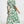 Load image into Gallery viewer, White Floral Print Lace Detail Angel Sleeve Midi Dress In Green

