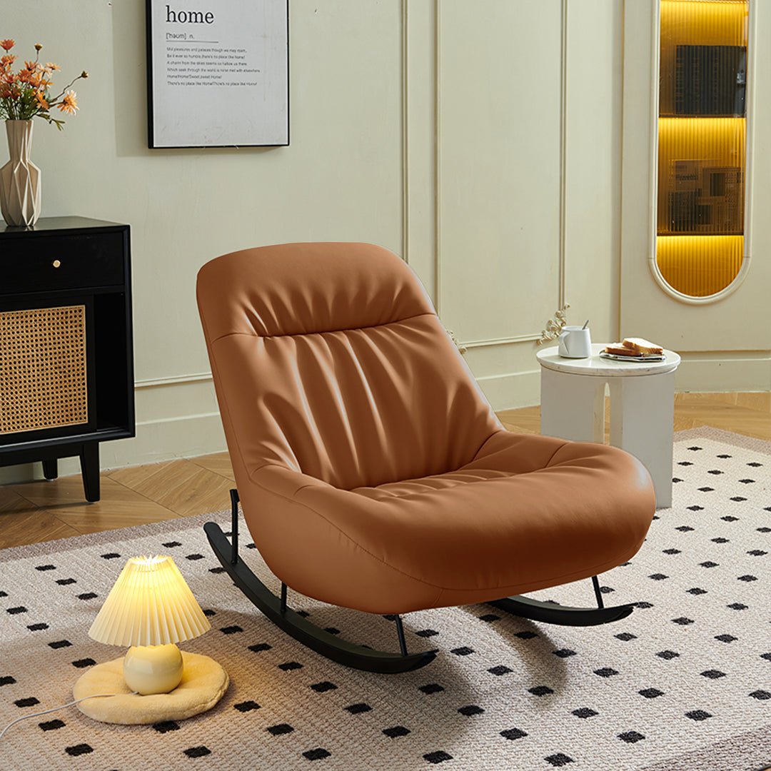 Lutz Rocking Chair With Footstool, Leather - Miola