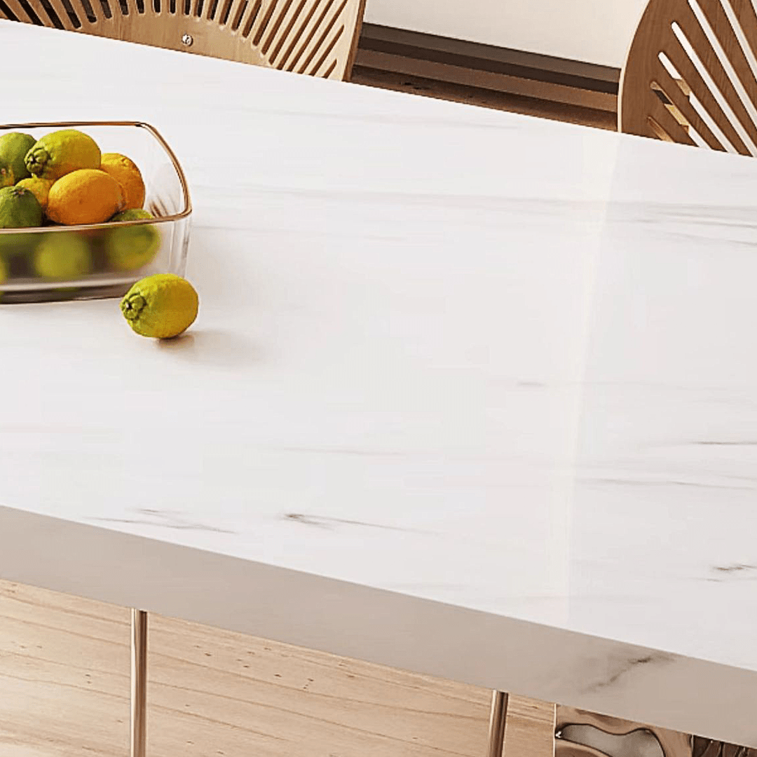 Madison Dining Table, White Sintered Stone & Acrylic - Miola
