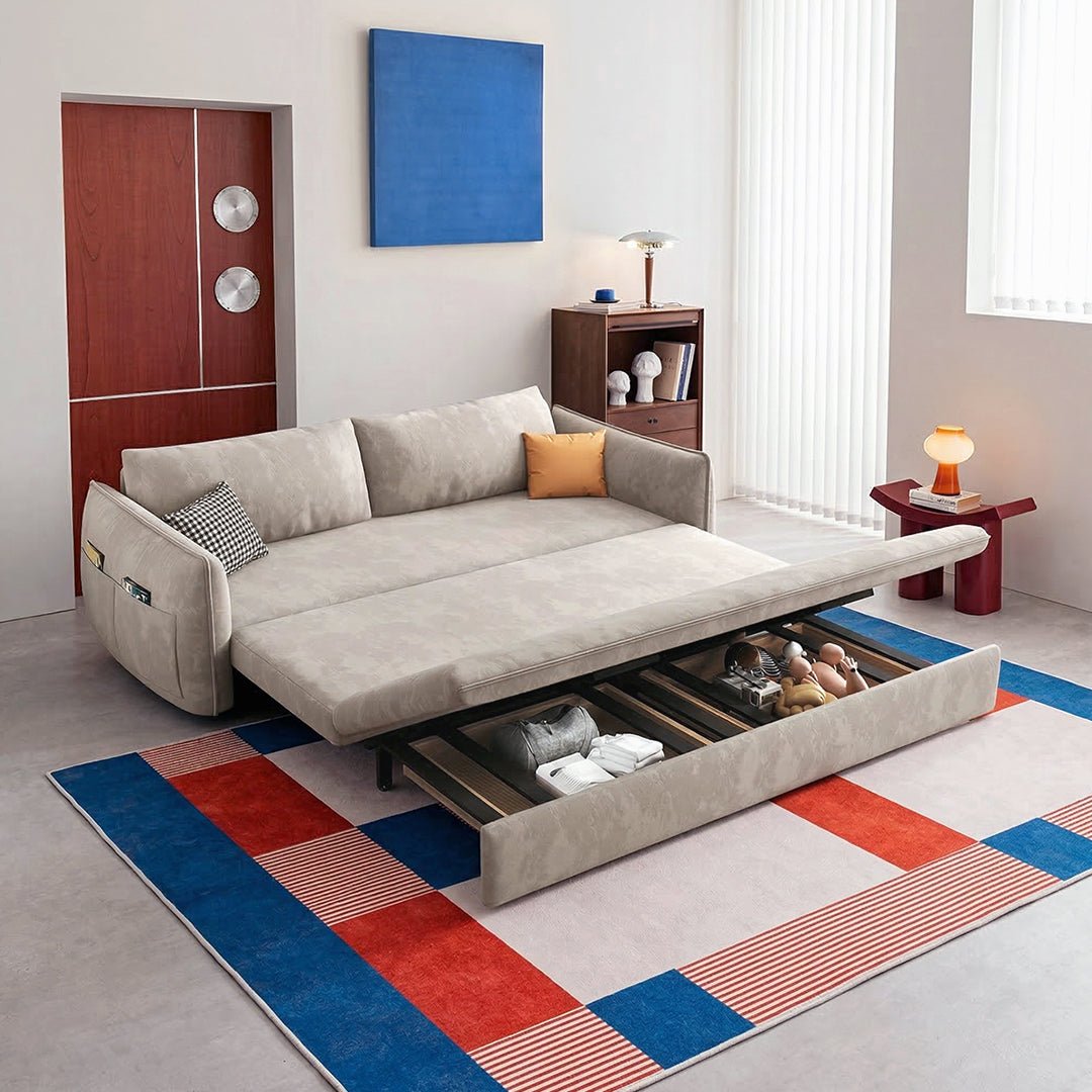 Fernandez Two Seater, Three Seater Sofa Bed With Storage, Suede - Miola