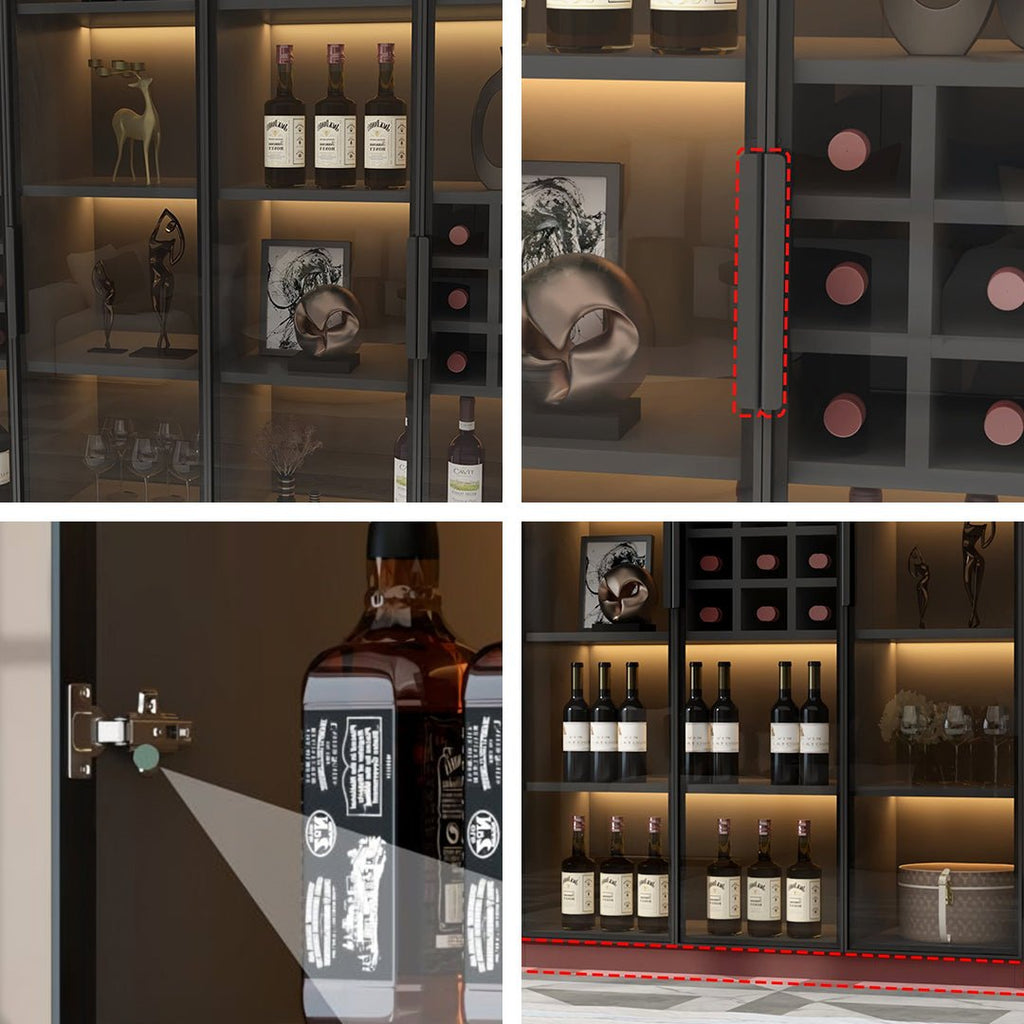 Hampshire I Wine Cabinet, Wine Storage With Glass Doors & Lights - Miola