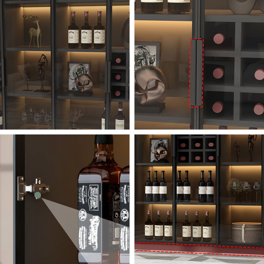 Hampshire I Wine Cabinet, Wine Storage With Glass Doors & Lights - Miola