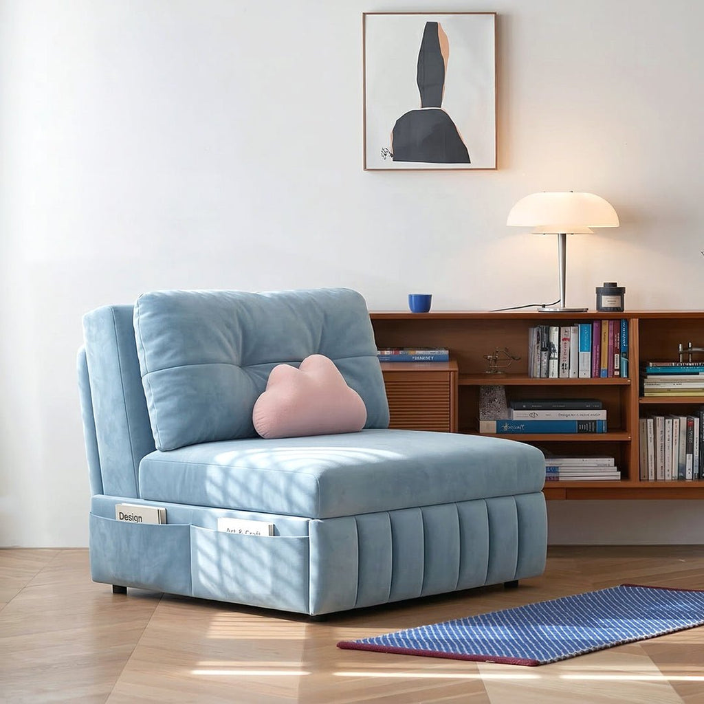 Mehta Single Seater Sofa Bed, Two Seater Sofa Bed, Blue - Miola