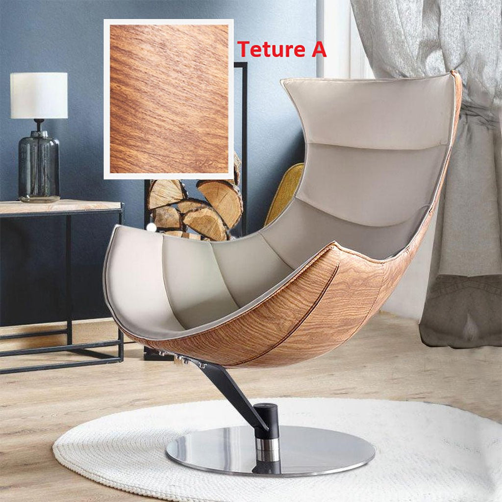 Lobster Lounge Swivel Chair With Ottoman, Walnut Texture - Miola