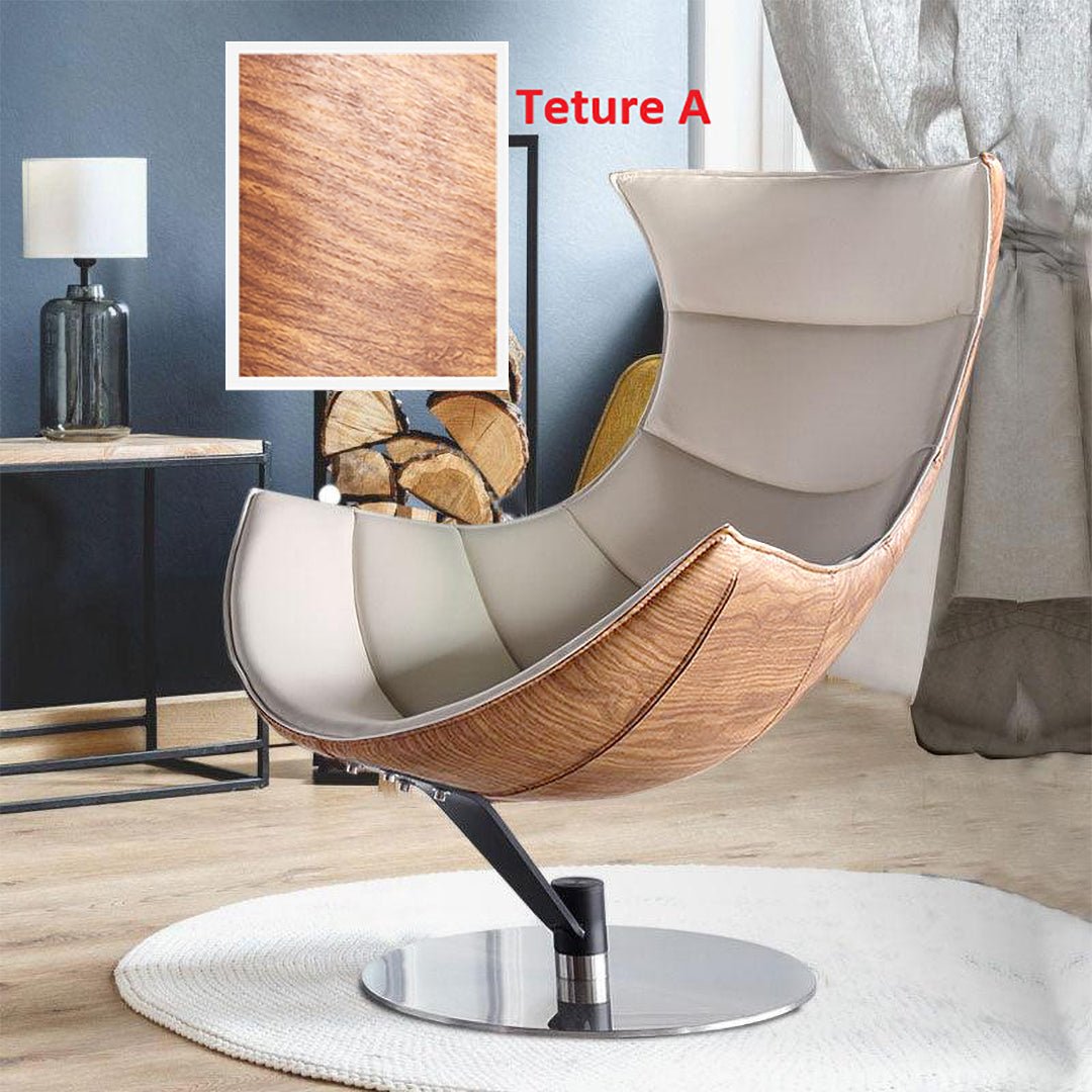Lobster Lounge Swivel Chair With Ottoman, Walnut Texture - Miola