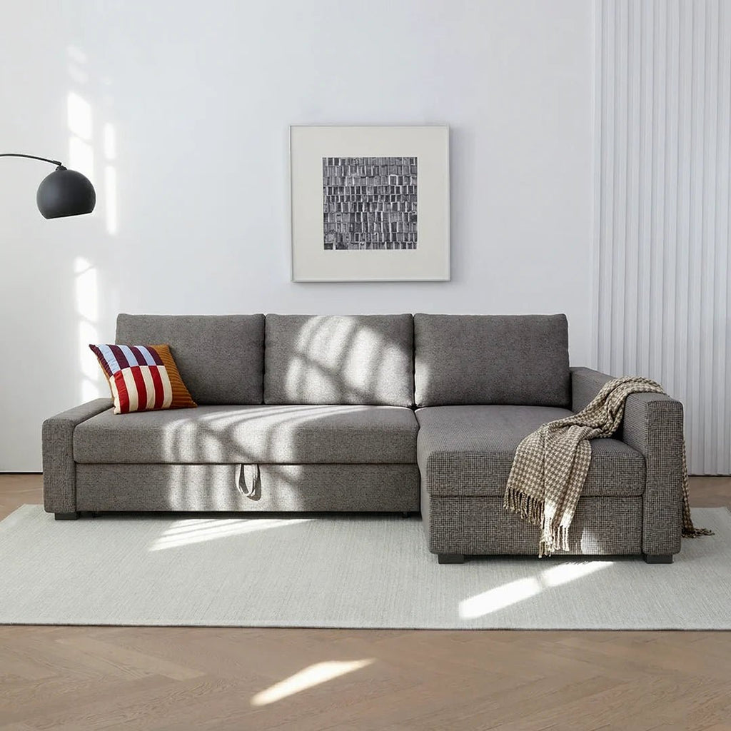 Edwards Three Seater Corner Sofa Bed With Storage, Linen - Miola