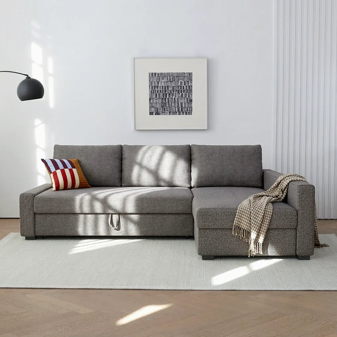 Edwards Three Seater Corner Sofa Bed With Storage, Linen - Miola