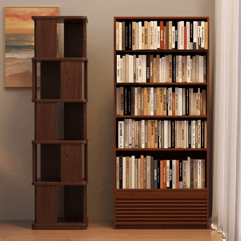 Vasiliev Rotating Bookshelf, Freestanding Shelving Unit, Solid Wood - Miola