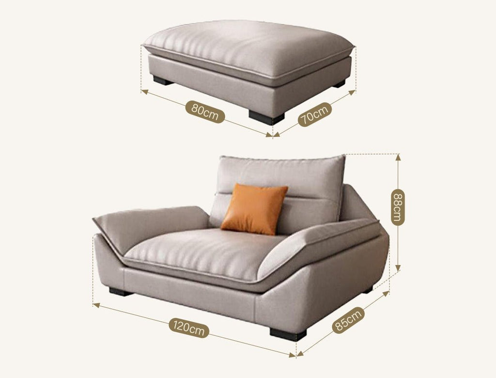 Quinn Four Seater Sofa, Leathaire - Miola