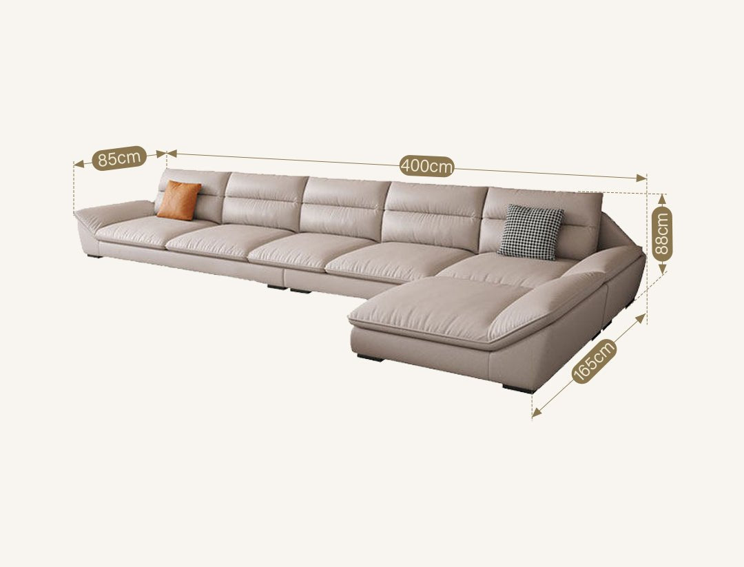 Quinn Four Seater Sofa, Leathaire - Miola