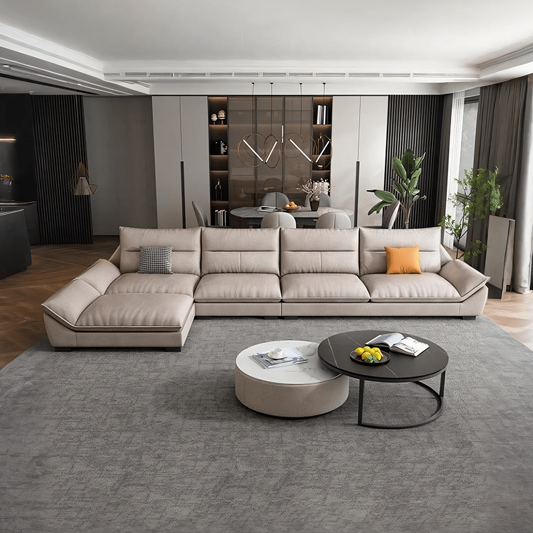 Quinn Five Seater Sofa, Leathaire - Miola